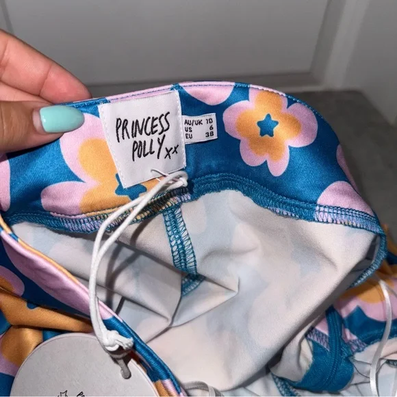 Ilina Mid Rise Mini Skirt Floral Blue Size US 6 - Picture 5 of 5